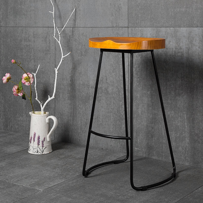 Industrial Backless Counter Stool Natural Wood Counter & Bar Stool for Coffee Shop