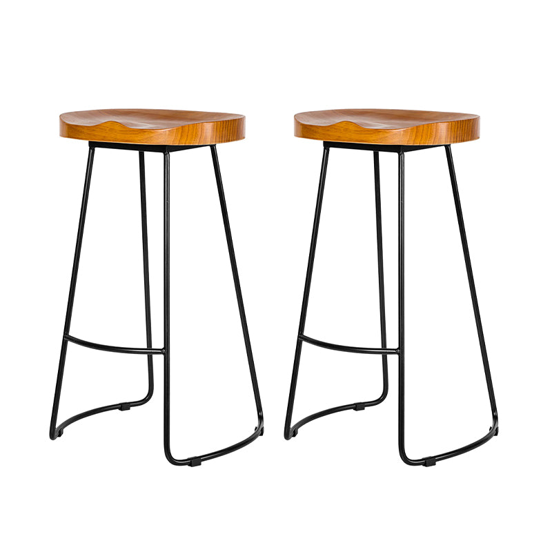 Industrial Backless Counter Stool Natural Wood Counter & Bar Stool for Coffee Shop