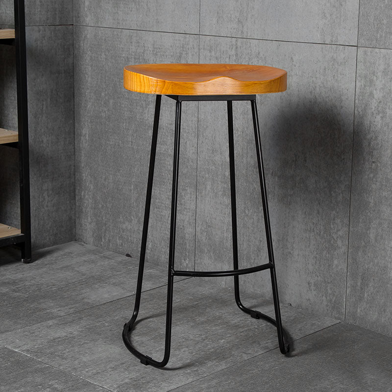 Industrial Backless Counter Stool Natural Wood Counter & Bar Stool for Coffee Shop
