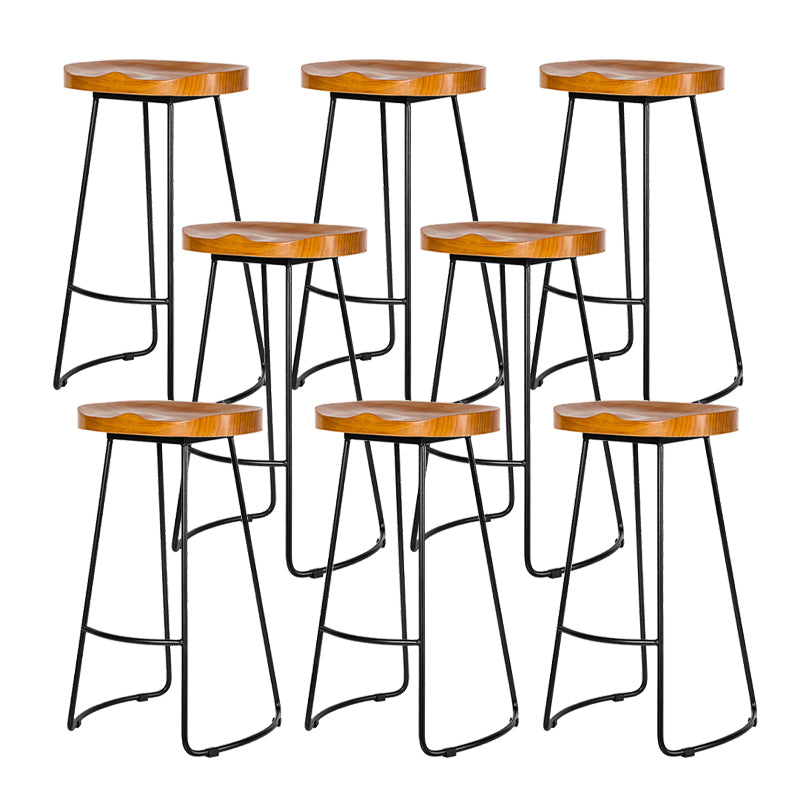 Industrial Backless Counter Stool Natural Wood Counter & Bar Stool for Coffee Shop