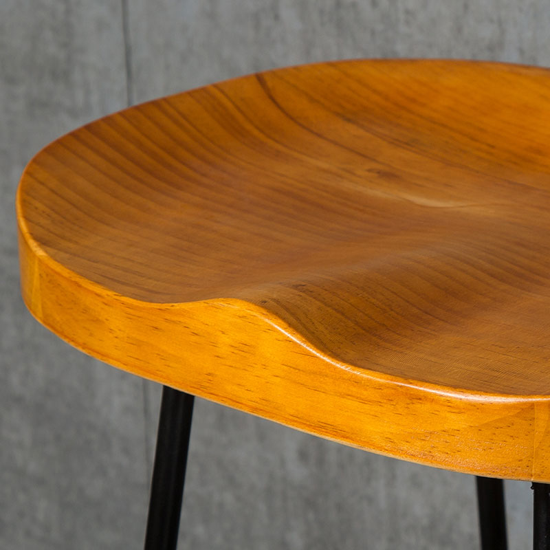 Industrial Backless Counter Stool Natural Wood Counter & Bar Stool for Coffee Shop