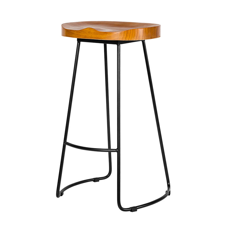 Industrial Backless Counter Stool Natural Wood Counter & Bar Stool for Coffee Shop