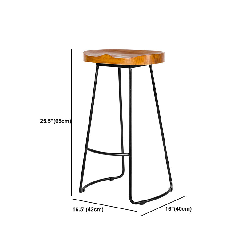 Industrial Backless Counter Stool Natural Wood Counter & Bar Stool for Coffee Shop