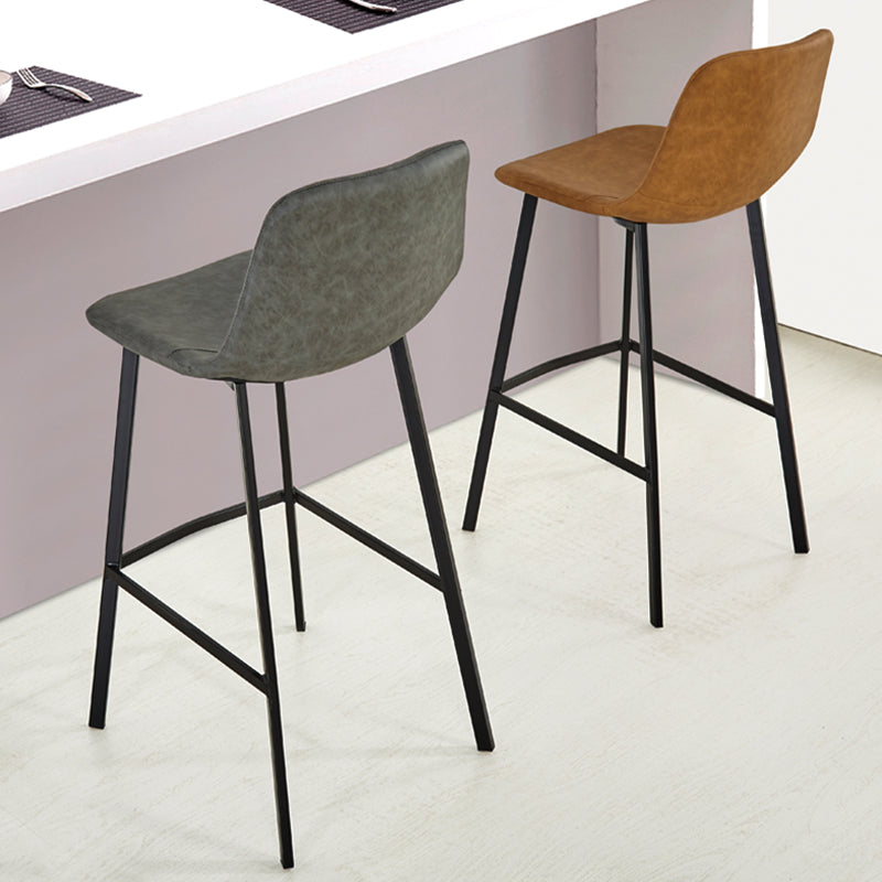 Indoor Leather Counter Chair Bucket Footrest Industrial Counter & Bar Stool