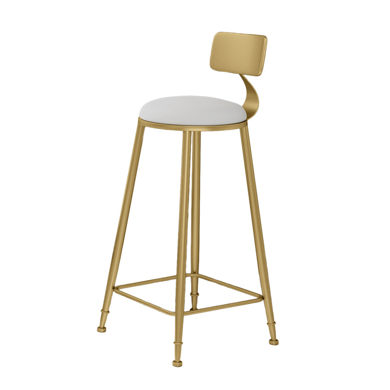 Glam Round Counter-height Stool Leather Footrest Bar Stool with Gold Base