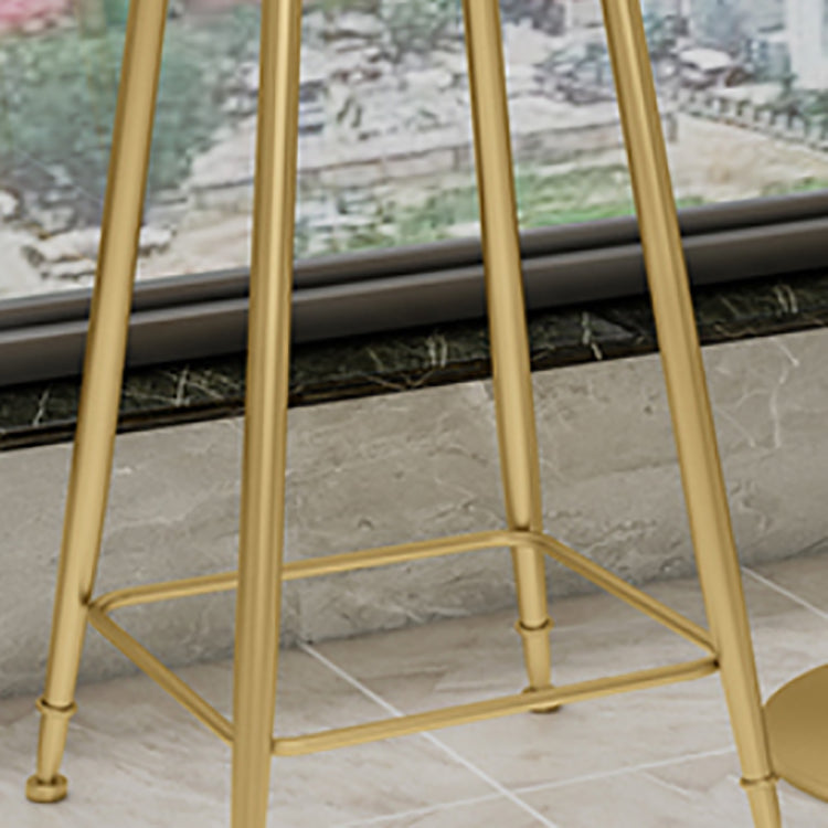 Glam Round Counter-height Stool Leather Footrest Bar Stool with Gold Base