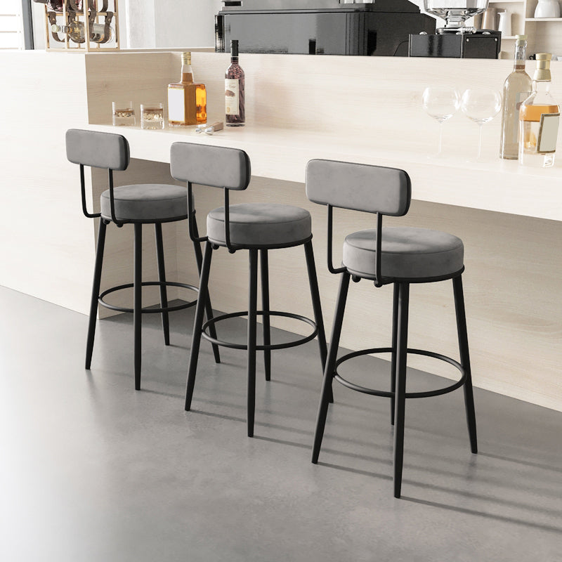 Fabric Upholstered Armless Bar Stools Scandinavian Round Seat Barstool