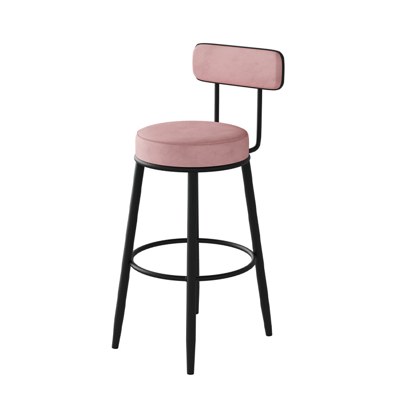 Fabric Upholstered Armless Bar Stools Scandinavian Round Seat Barstool
