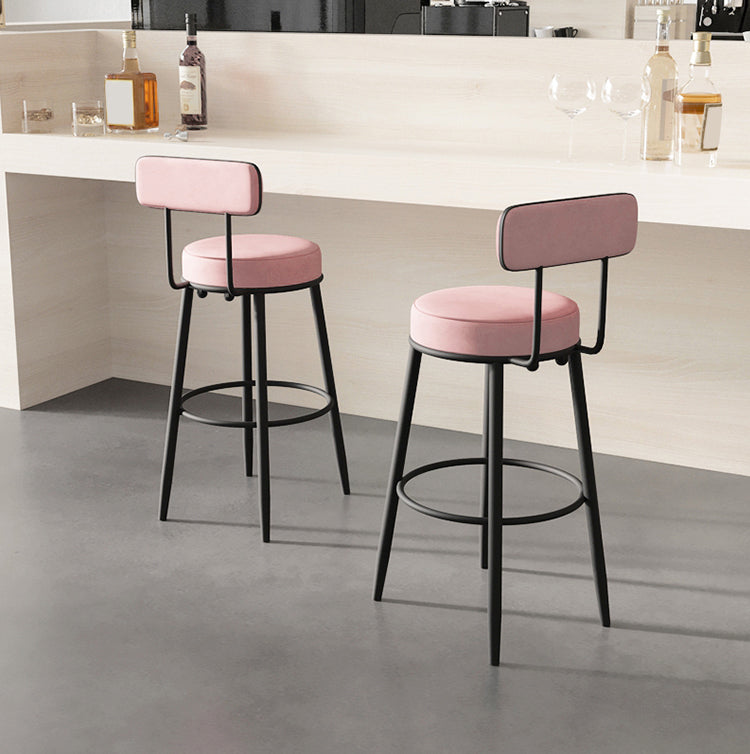 Fabric Upholstered Armless Bar Stools Scandinavian Round Seat Barstool