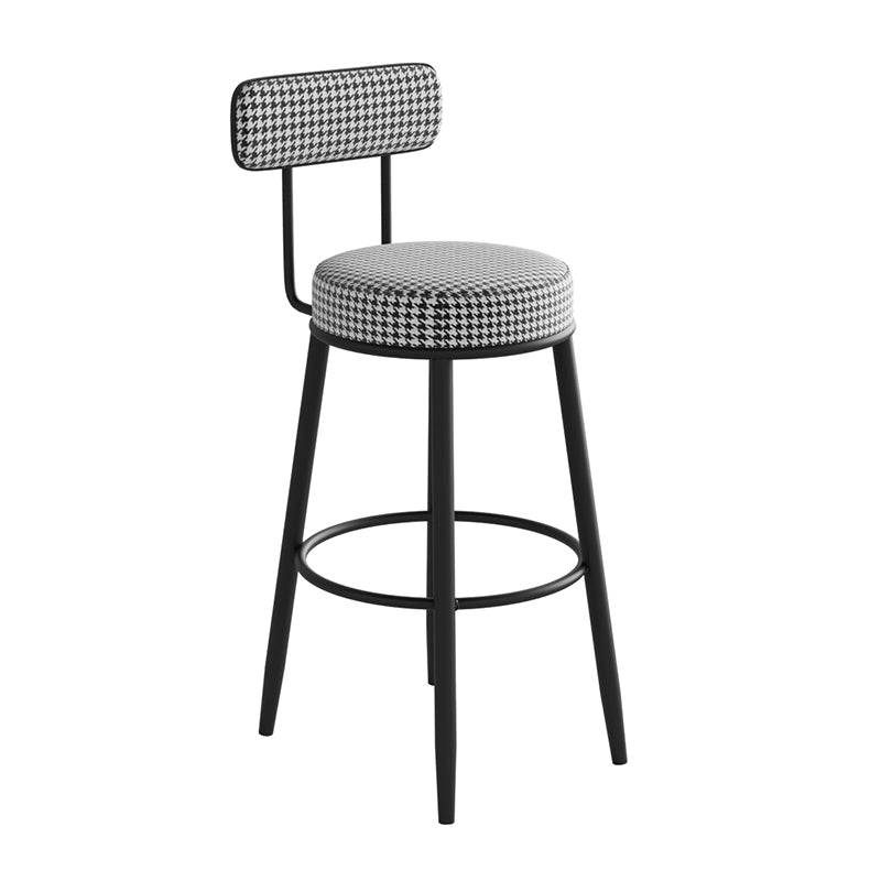 Fabric Upholstered Armless Bar Stools Scandinavian Round Seat Barstool