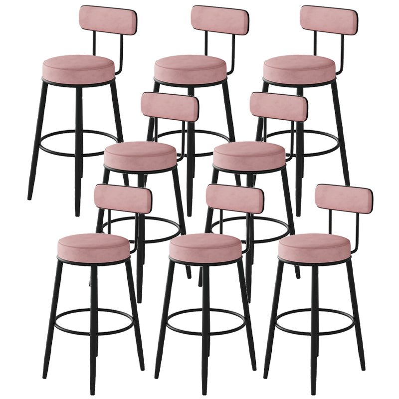 Fabric Upholstered Armless Bar Stools Scandinavian Round Seat Barstool