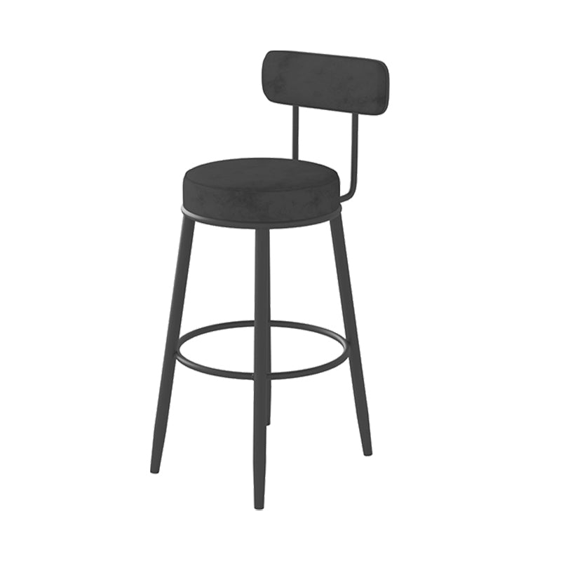 Fabric Upholstered Armless Bar Stools Scandinavian Round Seat Barstool