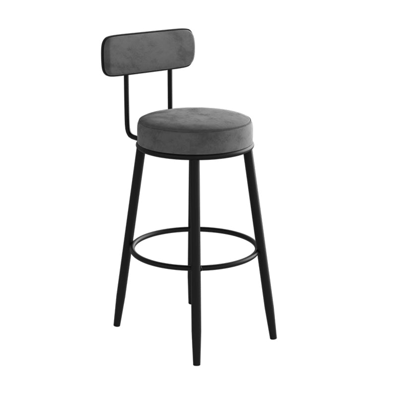 Fabric Upholstered Armless Bar Stools Scandinavian Round Seat Barstool