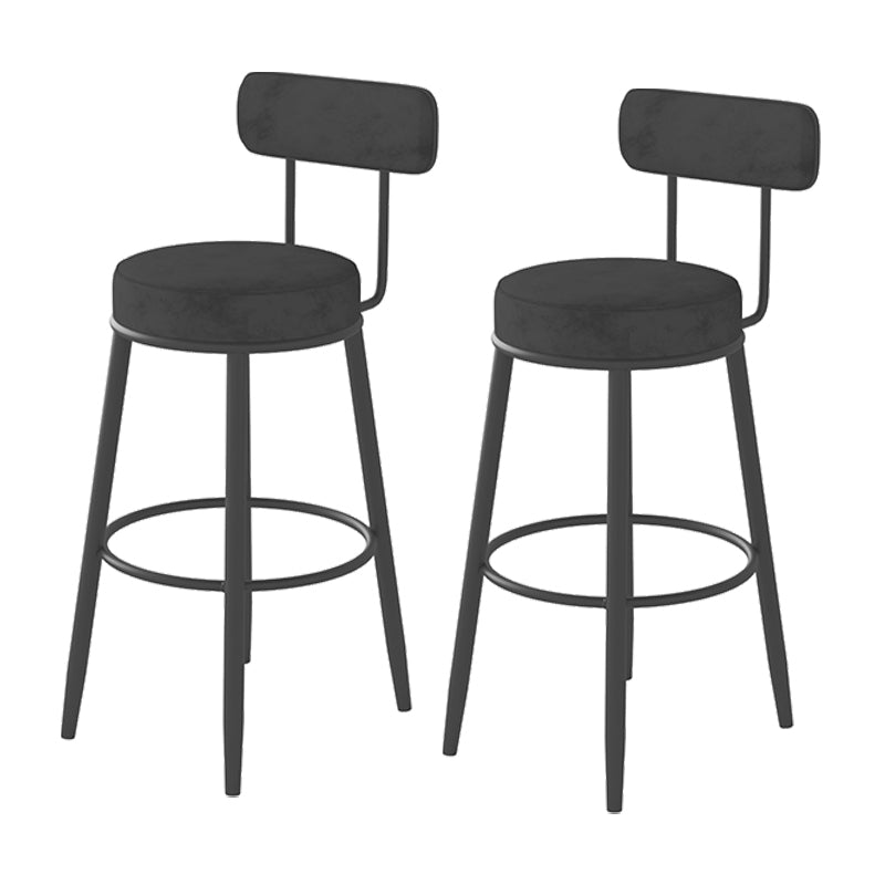 Fabric Upholstered Armless Bar Stools Scandinavian Round Seat Barstool