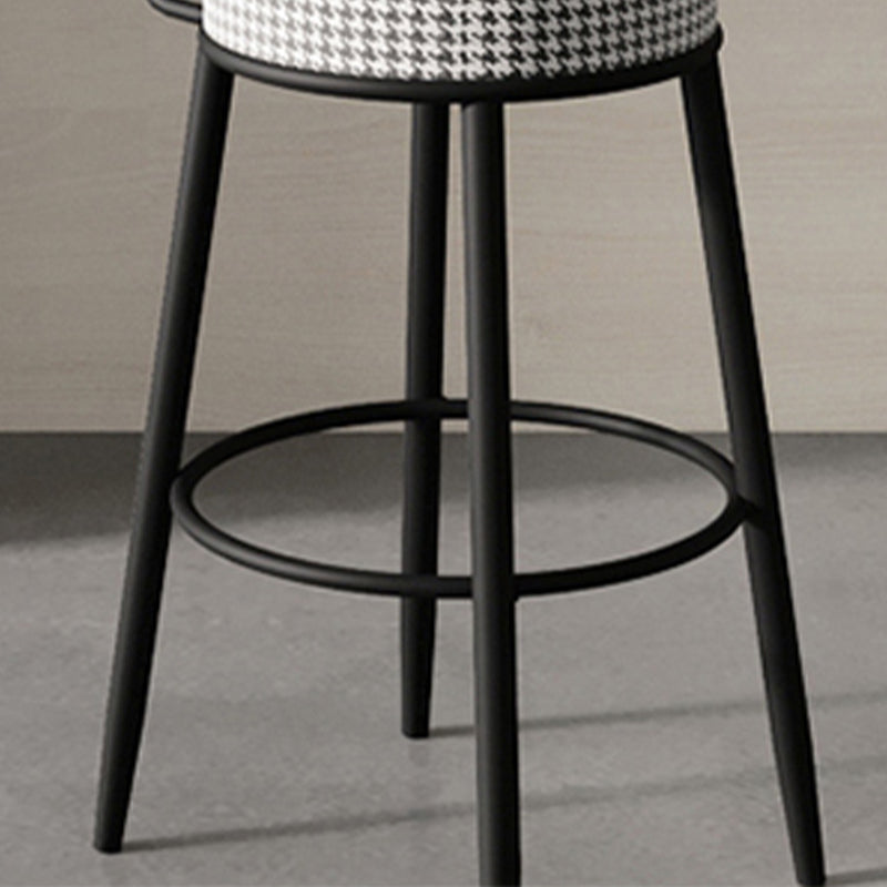 Fabric Upholstered Armless Bar Stools Scandinavian Round Seat Barstool