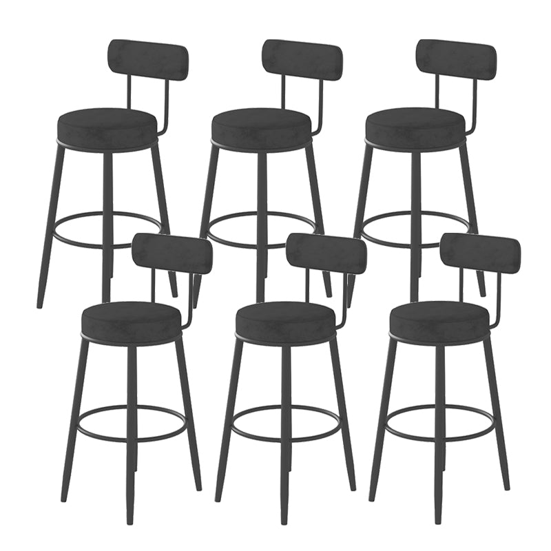 Fabric Upholstered Armless Bar Stools Scandinavian Round Seat Barstool