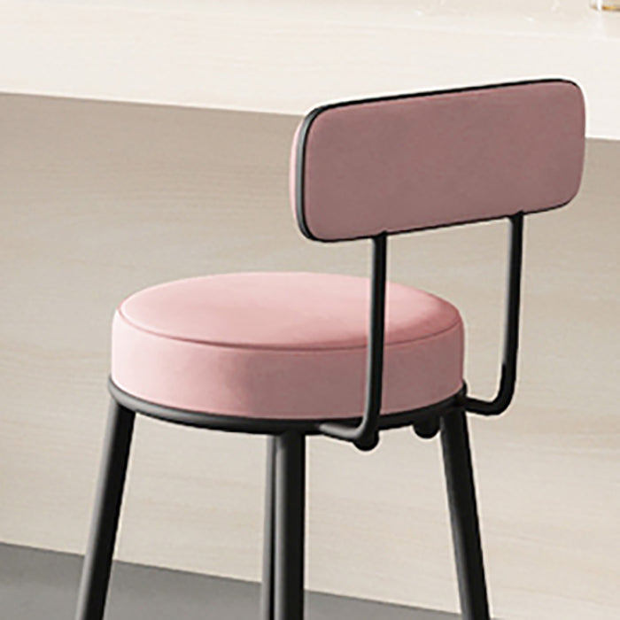 Fabric Upholstered Armless Bar Stools Scandinavian Round Seat Barstool