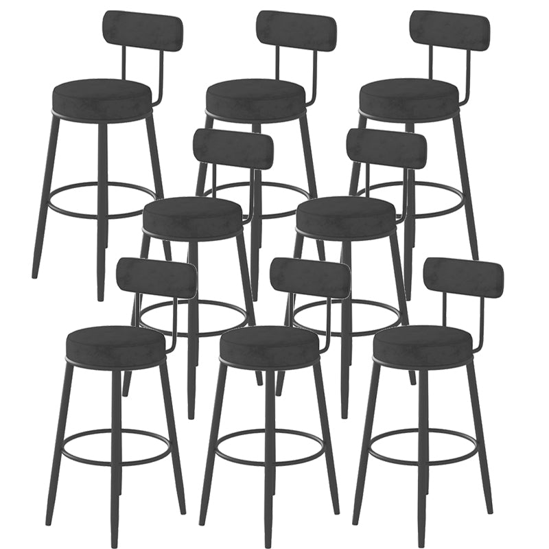 Fabric Upholstered Armless Bar Stools Scandinavian Round Seat Barstool