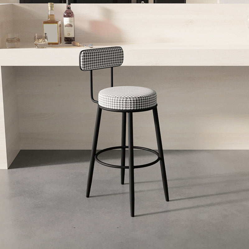 Fabric Upholstered Armless Bar Stools Scandinavian Round Seat Barstool