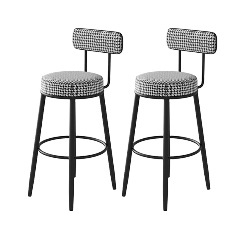 Fabric Upholstered Armless Bar Stools Scandinavian Round Seat Barstool