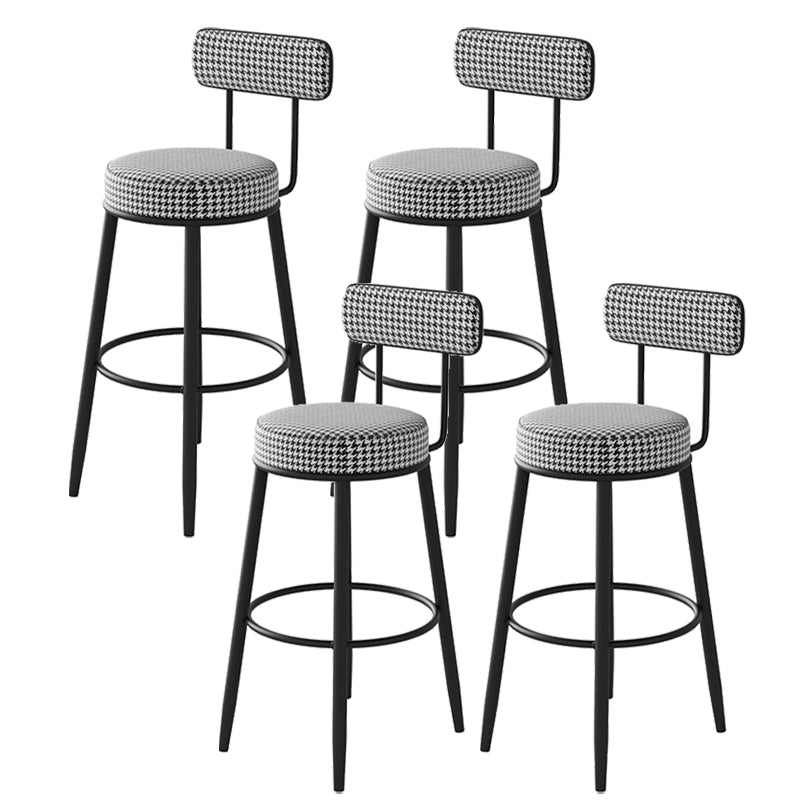 Fabric Upholstered Armless Bar Stools Scandinavian Round Seat Barstool