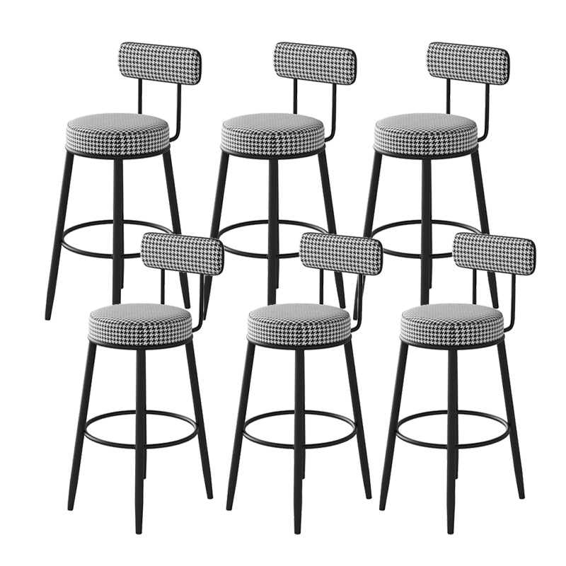 Fabric Upholstered Armless Bar Stools Scandinavian Round Seat Barstool