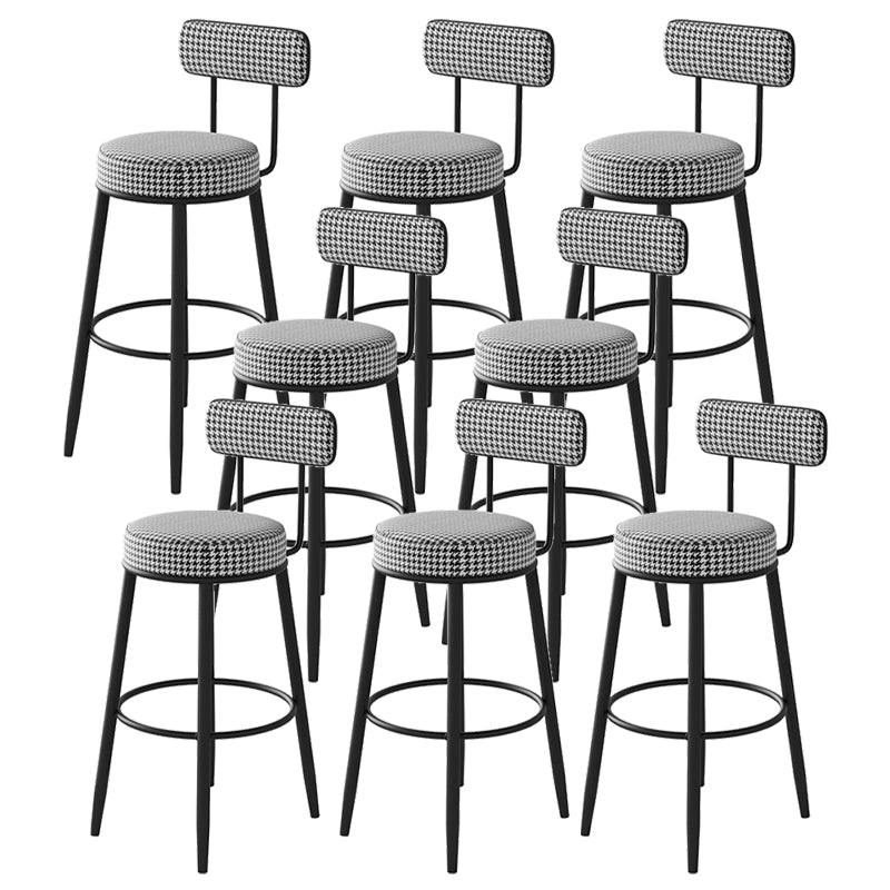 Fabric Upholstered Armless Bar Stools Scandinavian Round Seat Barstool