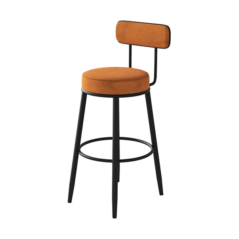 Fabric Upholstered Armless Bar Stools Scandinavian Round Seat Barstool