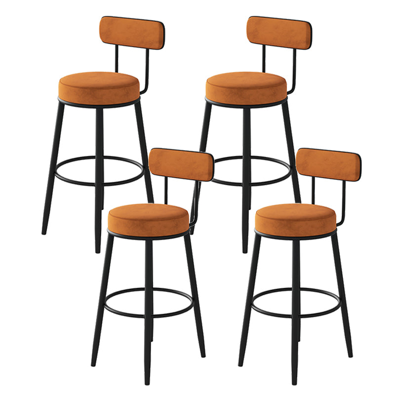 Fabric Upholstered Armless Bar Stools Scandinavian Round Seat Barstool
