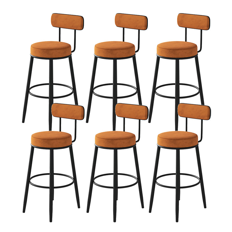 Fabric Upholstered Armless Bar Stools Scandinavian Round Seat Barstool