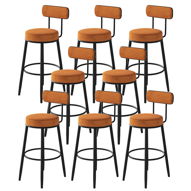 Fabric Upholstered Armless Bar Stools Scandinavian Round Seat Barstool