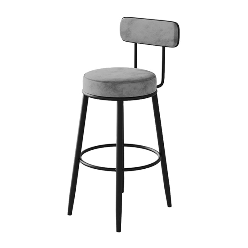 Fabric Upholstered Armless Bar Stools Scandinavian Round Seat Barstool