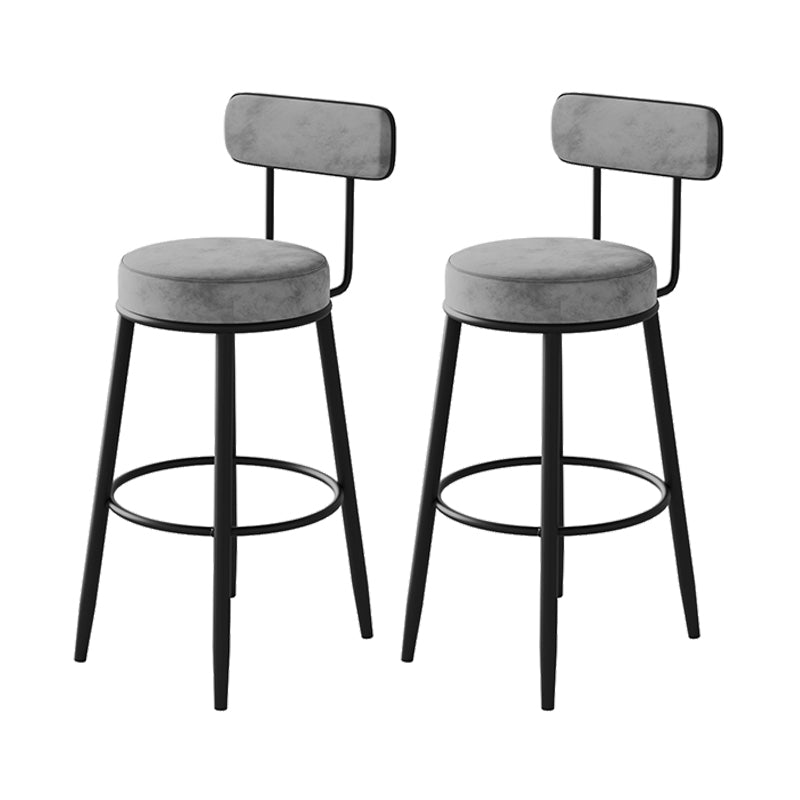 Fabric Upholstered Armless Bar Stools Scandinavian Round Seat Barstool