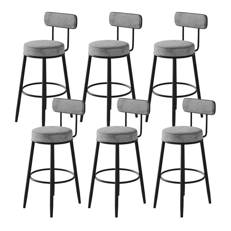 Fabric Upholstered Armless Bar Stools Scandinavian Round Seat Barstool