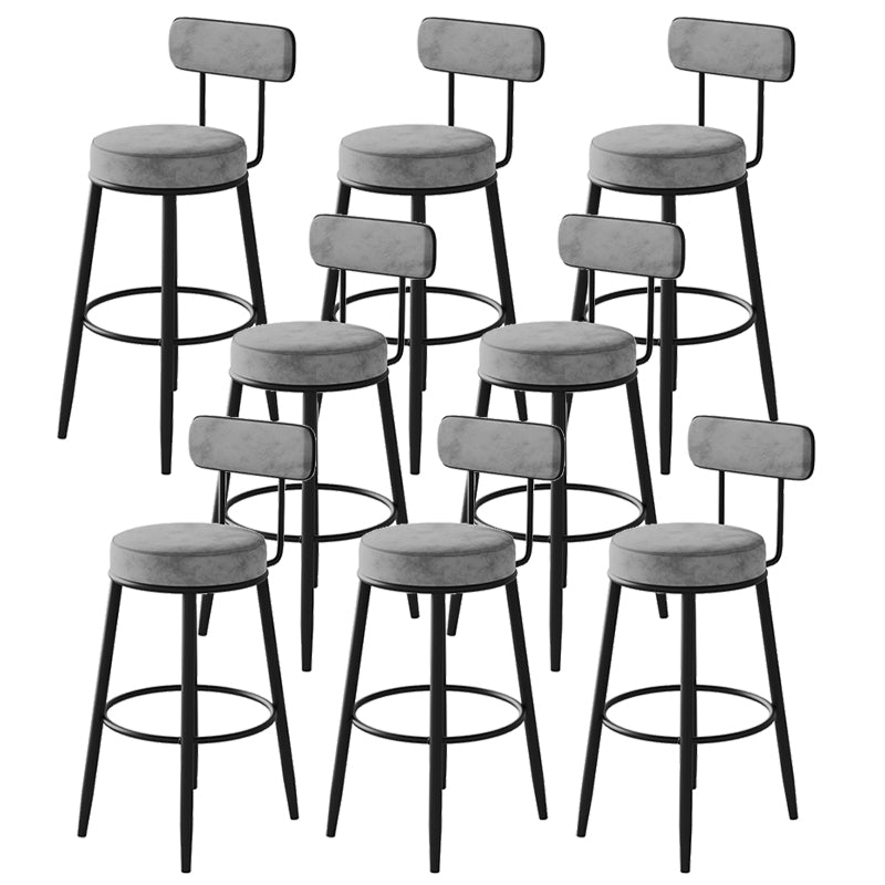 Fabric Upholstered Armless Bar Stools Scandinavian Round Seat Barstool
