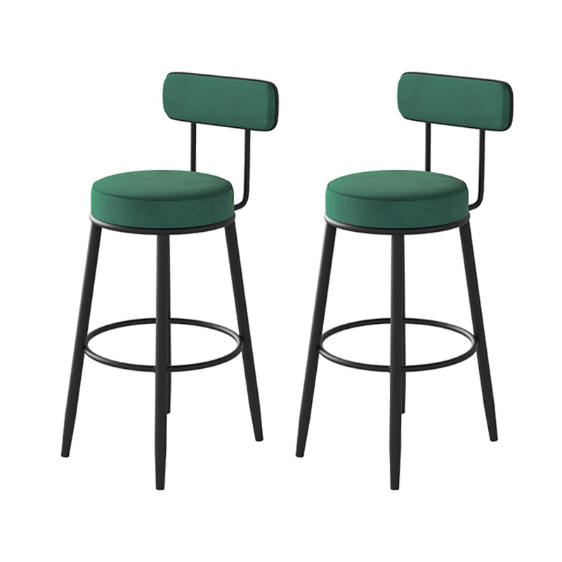 Fabric Upholstered Armless Bar Stools Scandinavian Round Seat Barstool
