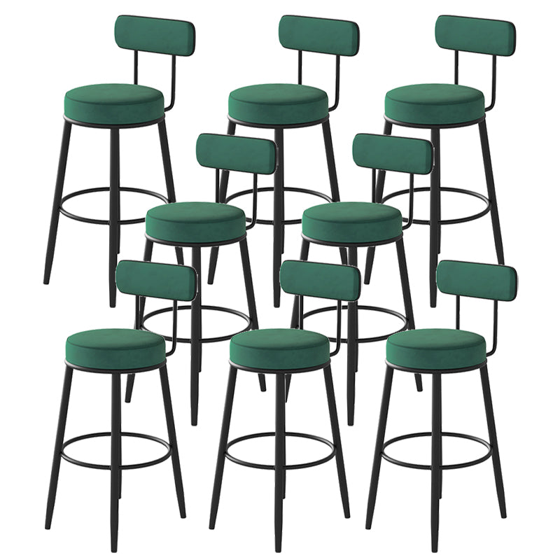 Fabric Upholstered Armless Bar Stools Scandinavian Round Seat Barstool