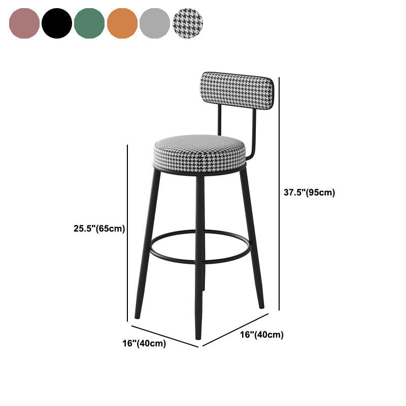 Fabric Upholstered Armless Bar Stools Scandinavian Round Seat Barstool