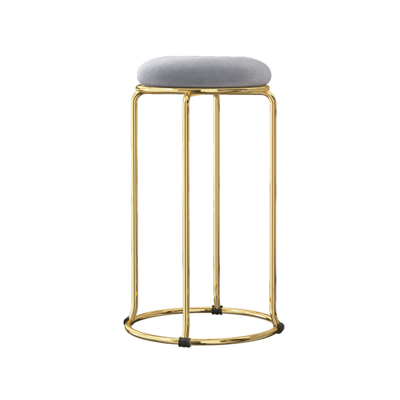 Glam Round Seat Counter Stool Faux Leather and Fabric Backless Counter Chair