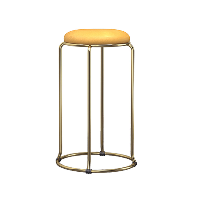 Glam Round Seat Counter Stool Faux Leather and Fabric Backless Counter Chair