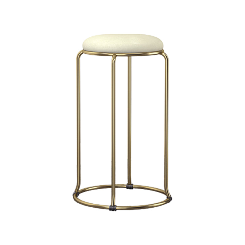 Glam Round Seat Counter Stool Faux Leather and Fabric Backless Counter Chair