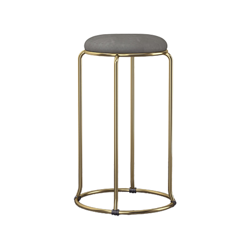 Glam Round Seat Counter Stool Faux Leather and Fabric Backless Counter Chair