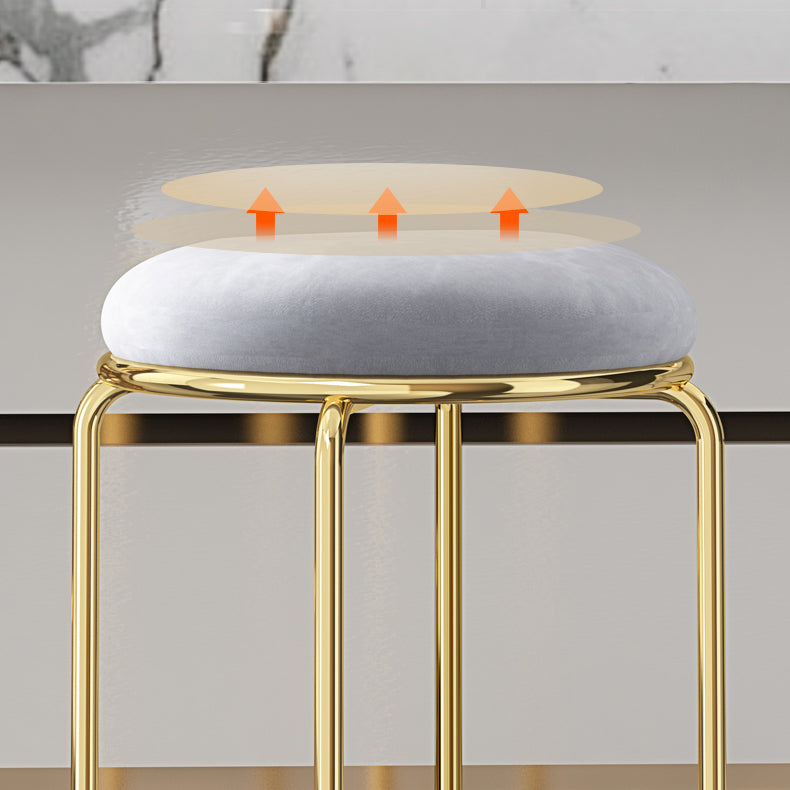 Glam Round Seat Counter Stool Faux Leather and Fabric Backless Counter Chair