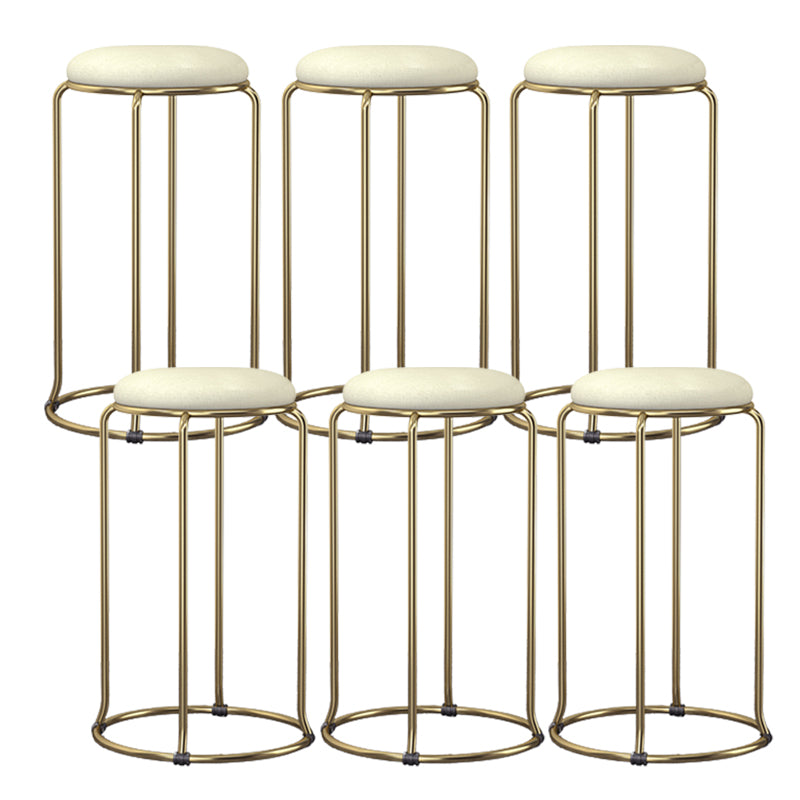 Glam Round Seat Counter Stool Faux Leather and Fabric Backless Counter Chair
