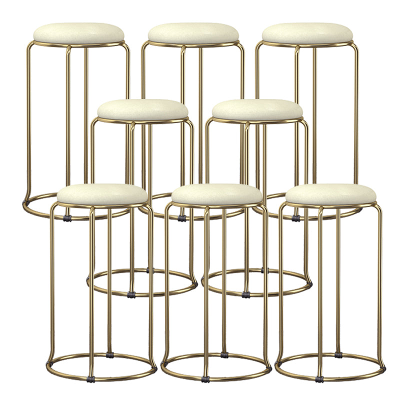 Glam Round Seat Counter Stool Faux Leather and Fabric Backless Counter Chair