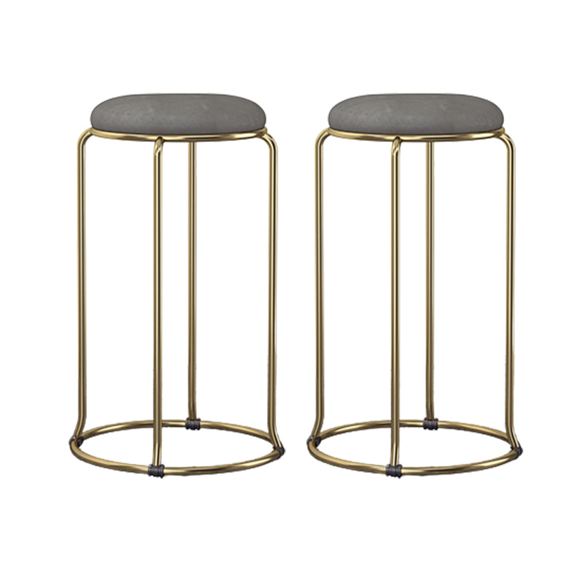 Glam Round Seat Counter Stool Faux Leather and Fabric Backless Counter Chair