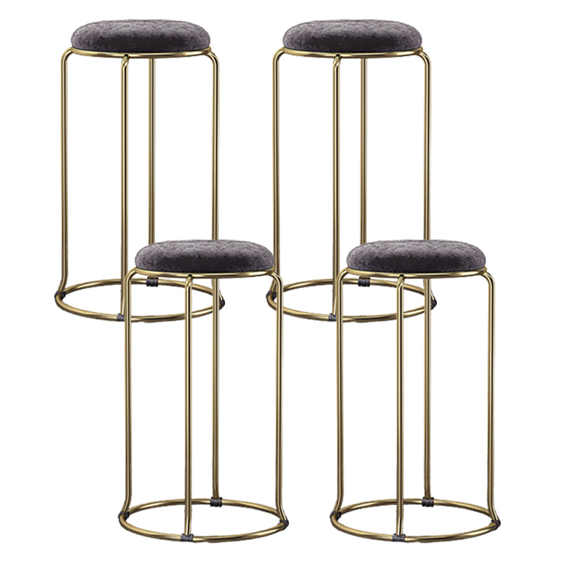 Glam Round Seat Counter Stool Faux Leather and Fabric Backless Counter Chair