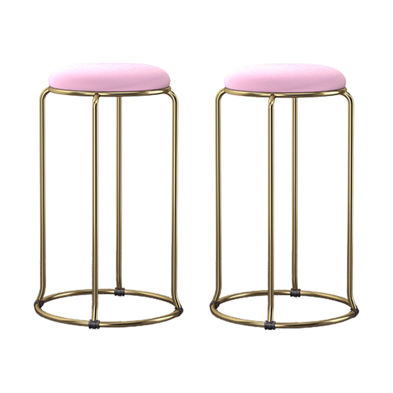 Glam Round Seat Counter Stool Faux Leather and Fabric Backless Counter Chair
