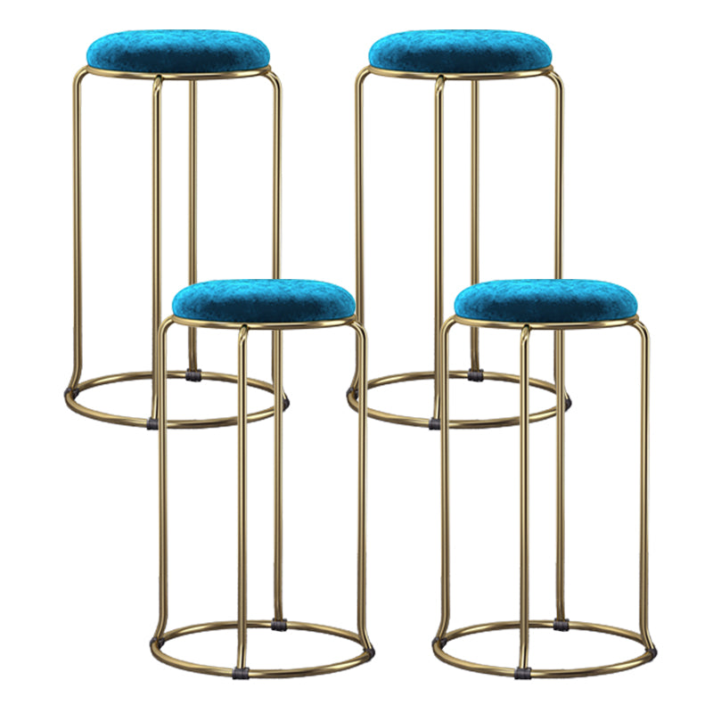 Glam Round Seat Counter Stool Faux Leather and Fabric Backless Counter Chair