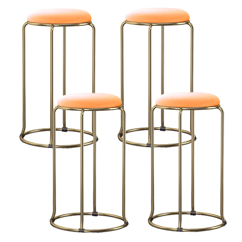 Glam Round Seat Counter Stool Faux Leather and Fabric Backless Counter Chair